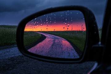 A round or oval mirror with a reflection of the blue sky and white clouds. Close-up. Isolated on a white background. Beautiful simple AI generated image