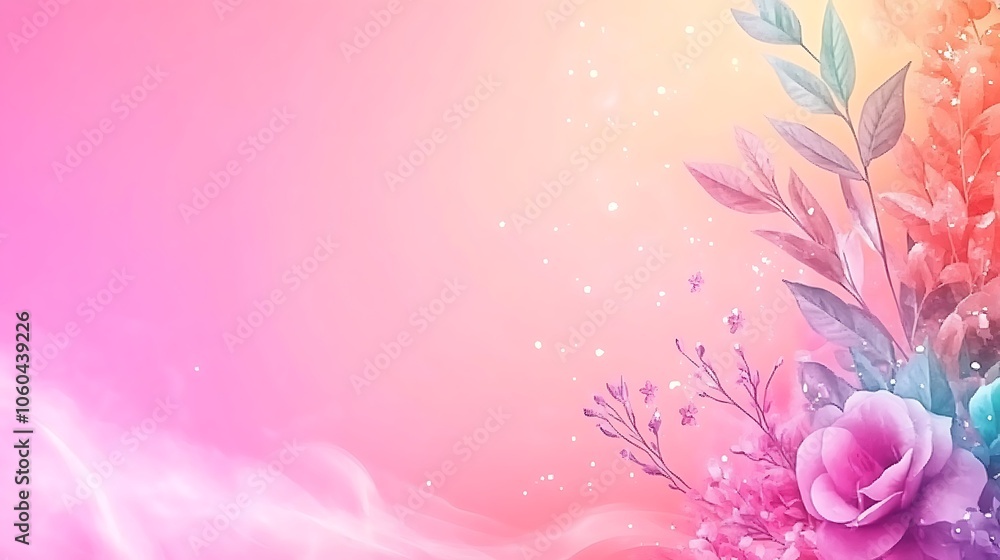 Poster floral background for design light gradient background with room for typography