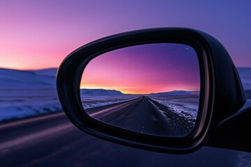 A round or oval mirror with a reflection of the blue sky and white clouds. Close-up. Isolated on a white background. Beautiful simple AI generated image