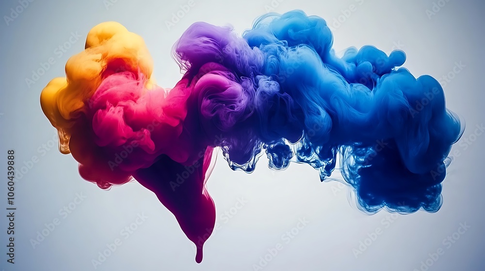 Poster abstract colorful ink swirls plain textured background for web design and copy
