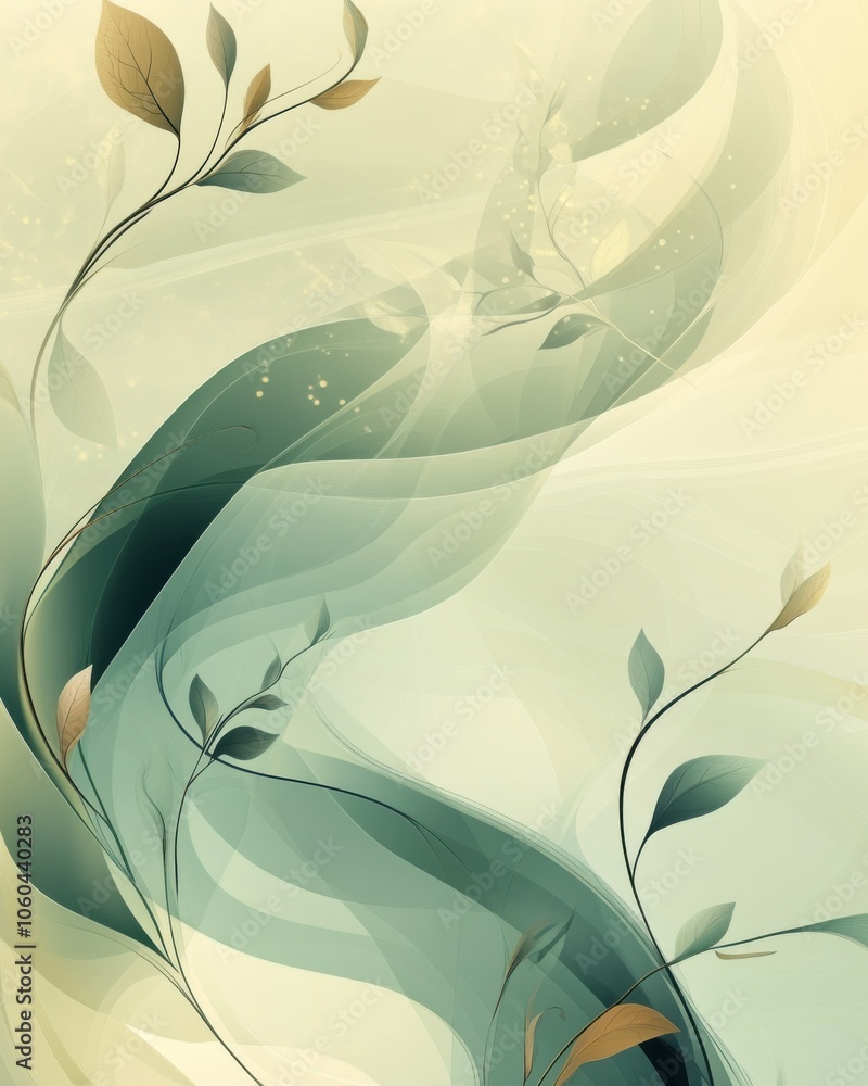 Aufkleber abstract floral design with flowing shapes and soft colors.