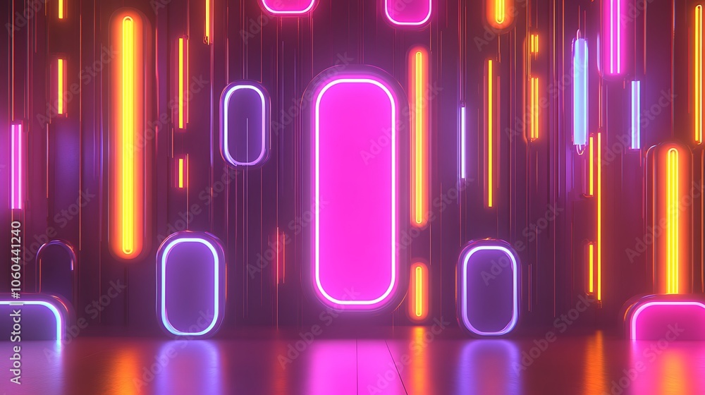 Poster neon light background for design light gradient background with room for typography