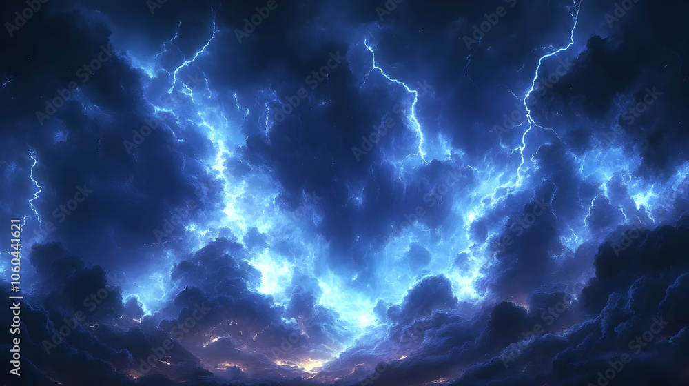 Aufkleber dark clouds with lightning abstract background