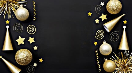 black background with gold ornaments on both sides