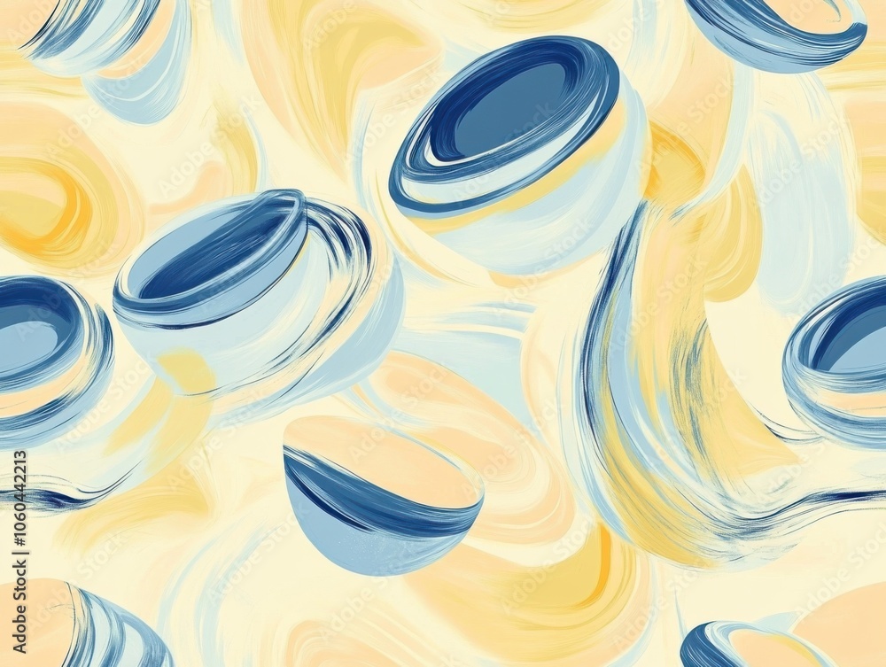 Poster Abstract pattern design with circular shapes and soft colors.
