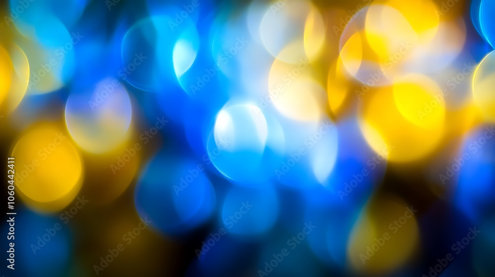 Poster abstract blue and yellow bokeh background clean blank canvas with empty space for designs
