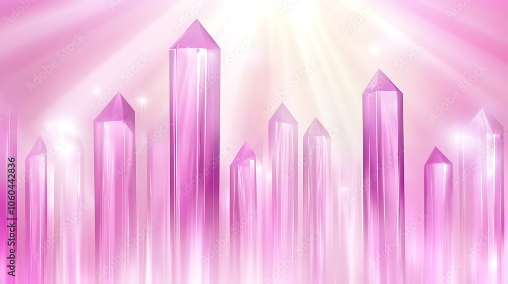 Poster pink crystal towers background abstract gradient background with copy space