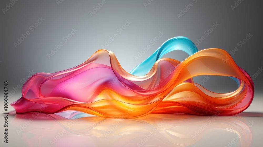 Poster a colorful, flowing abstract design showcasing vibrant waves of translucent material.