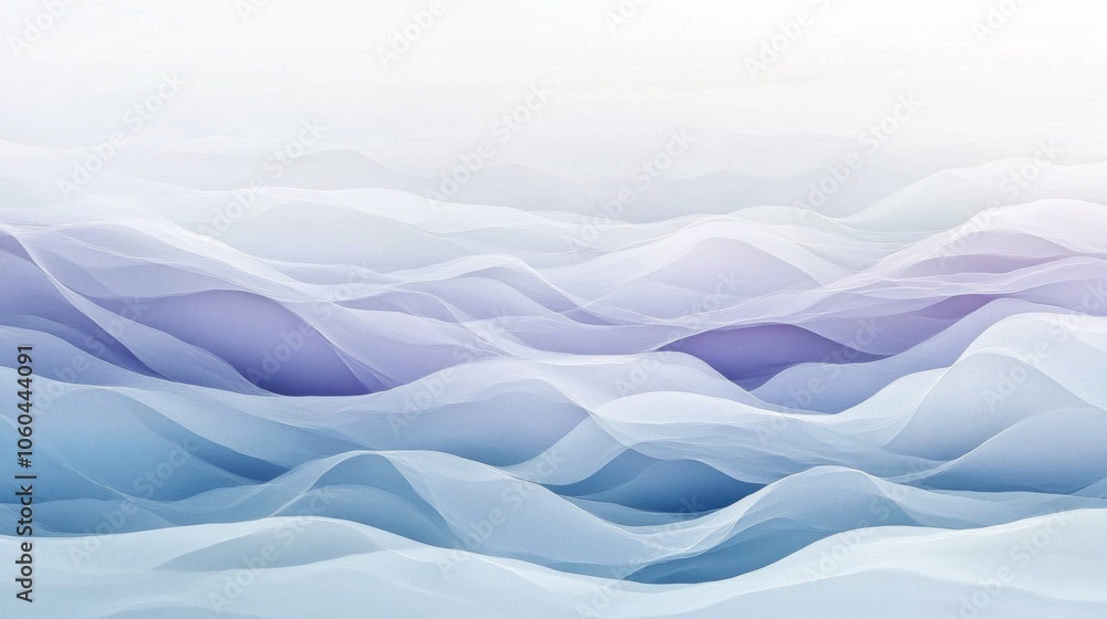 Aufkleber abstract waves in soft blue and lavender hues, creating a serene visual effect.