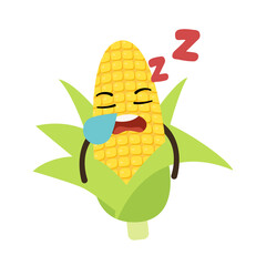 Cute Cartoon Corn Character Sleeping
