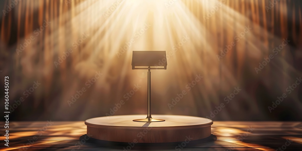 Aufkleber empty podium with spotlight for presentation minimalist white background with space for text