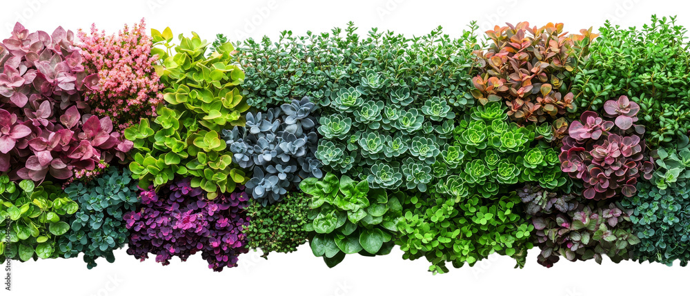 Fototapete a vibrant display of assorted succulent plants arranged in a colorful pattern on a transparent backg