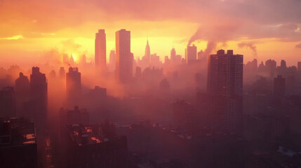 Fototapeta premium sunset over the city