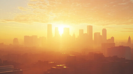 sunset over the city