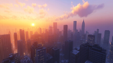 Fototapeta premium sunset over the city