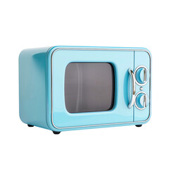 Pastel blue modern microwave isolated on a transparent background.