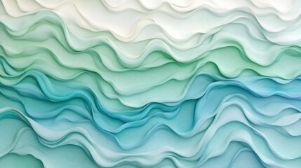 Obraz premium Colorful paper waves, layered texture, abstract design on white background.