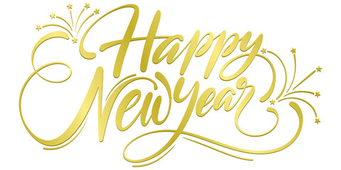 Happy New Year calligraphy Golden hand drawn text vector eps