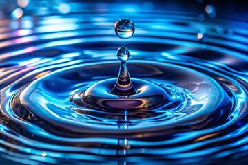 Captivating Long Exposure of Water Ripples and Splashes in Stunning Blue Liquid Motion for Generative AI Art