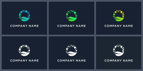 Vector set letter O nature tech logo design