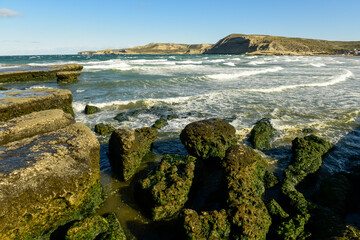 Coastal landscape in Peninsula Valdes at dusk, World Heritage Site, Patagonia Argentina