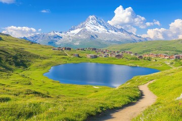 Amazing mountains on Himalayas - Nepal.. Beautiful simple AI generated image