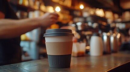 Customers bringing their own reusable cups to a sustainable cafe, participating in eco-friendly coffee consumption.