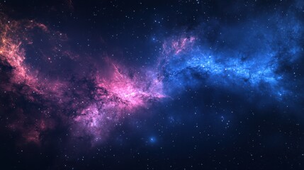 Fototapeta premium Vibrant cosmic nebula with blue and pink hues in a starry night sky.