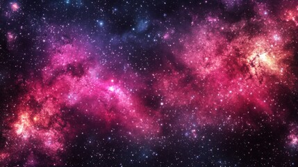 Fototapeta premium Vibrant cosmic nebula with pink and purple hues in deep space.
