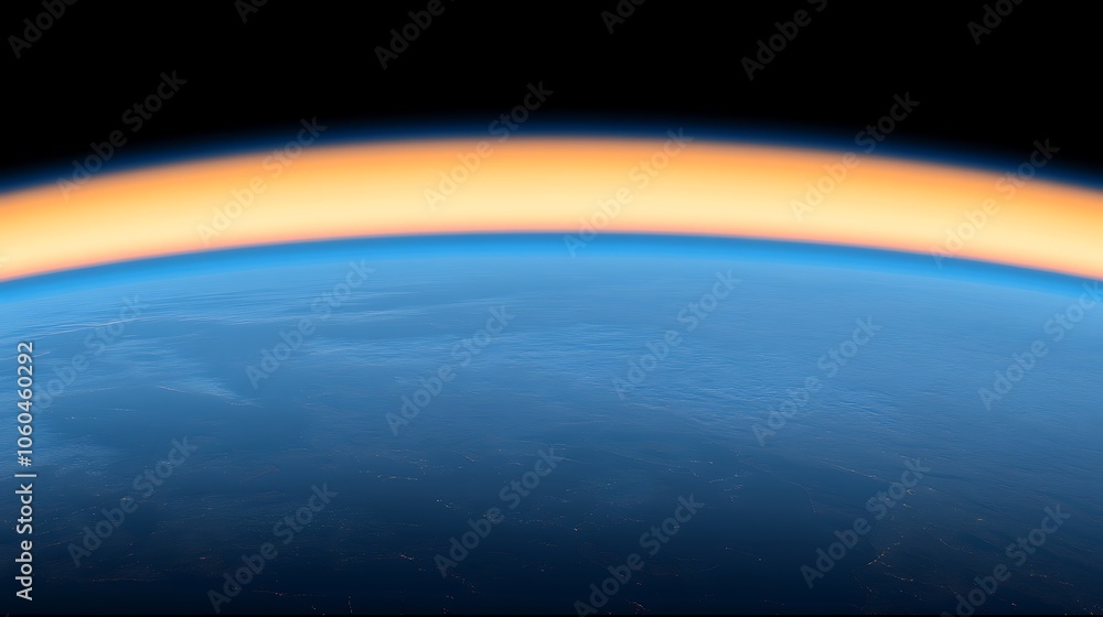 Poster earth from space with atmospheric glow smooth blue background with copy space for advertisements