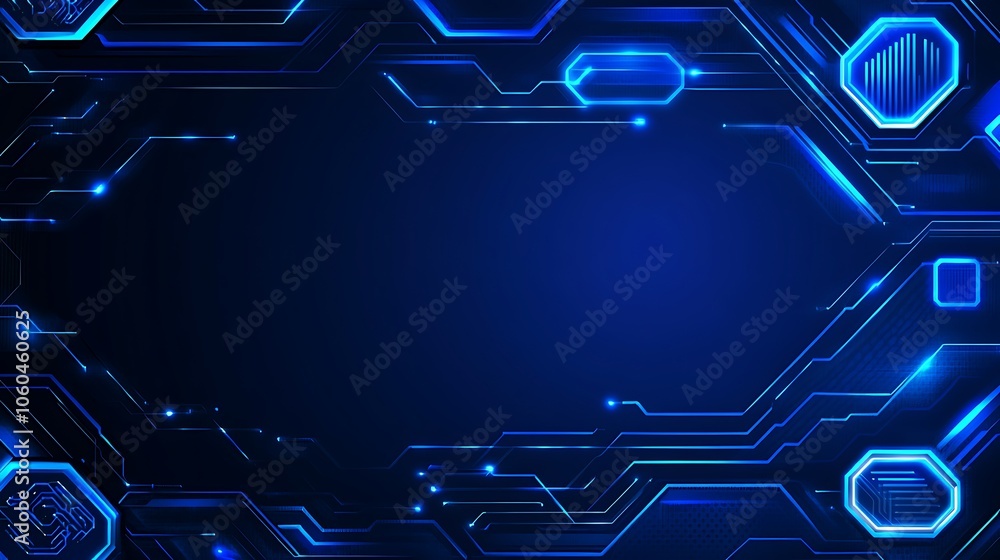 Poster abstract blue circuit background blank background with copy space for design projects