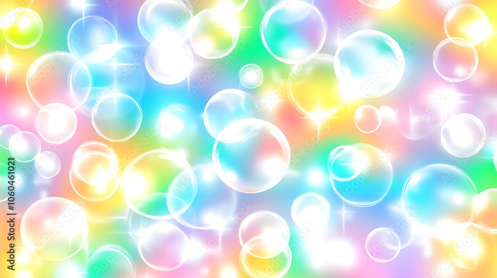 Poster rainbow bubble background smooth blue background with copy space for advertisements
