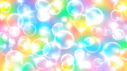Rainbow Bubble Background Smooth Blue Background with Copy Space for Advertisements