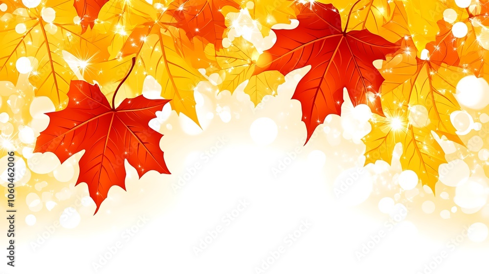 Aufkleber autumn leaves background with white space clean blank canvas with empty space for designs
