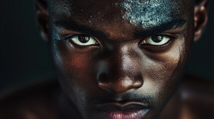A portrait of a professional athlete, with determination and focus visible in their eyes.