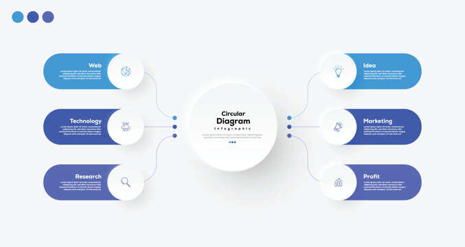 Modern minimalist elegant clean circular steps editable infographic design template vector