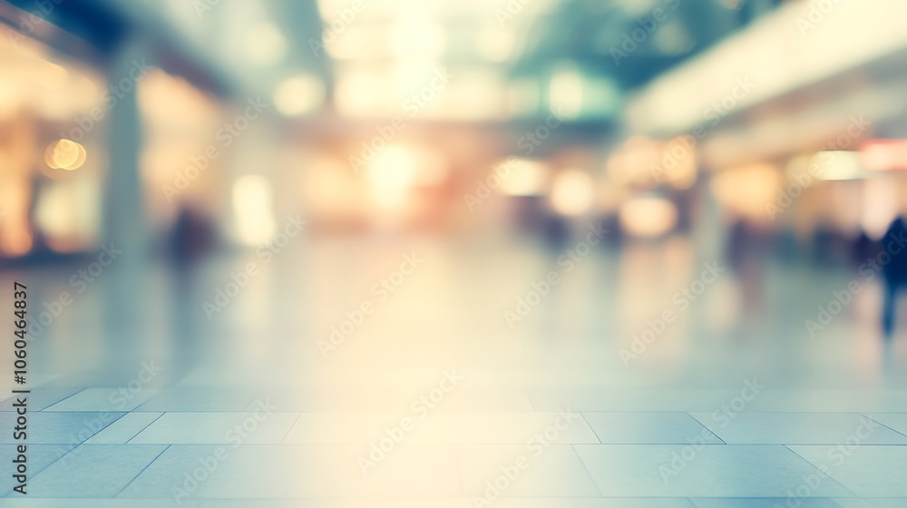 Poster blurred background of a mall minimalist white background with space for text