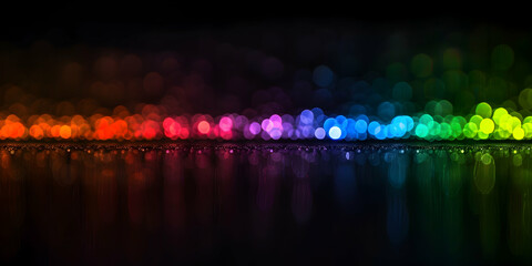 Naklejka premium Rainbow bokeh lights on a black background