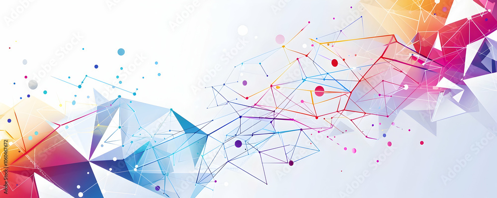 Aufkleber abstract polygonal background with colorful triangles and dots, with white space in the center for t