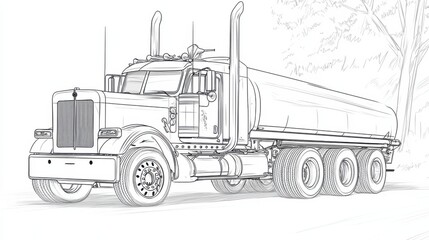 Cartoon Style Outline of a Truck with Big Front Cab