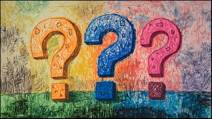 Colorful Question Marks Artistic Expression Creativity Inquiry Mystery Exploration