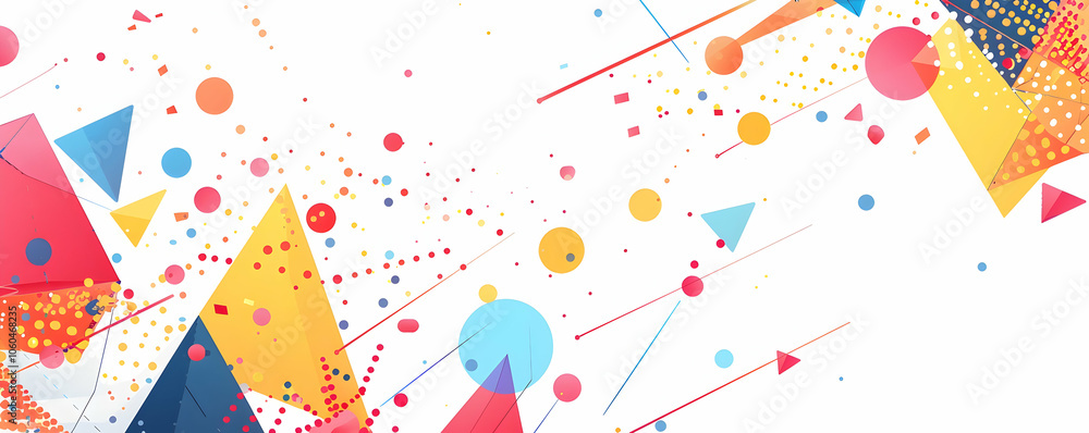 Poster abstract polygonal background with colorful triangles and dots