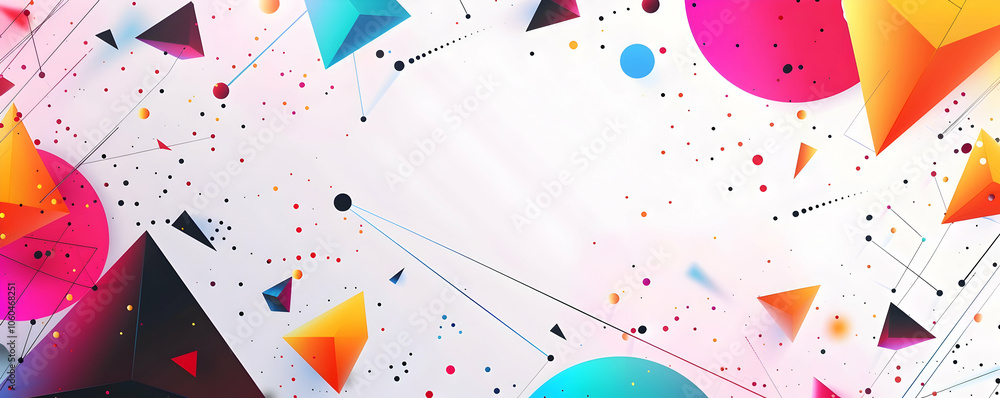 Poster abstract polygonal background with colorful triangles and dots