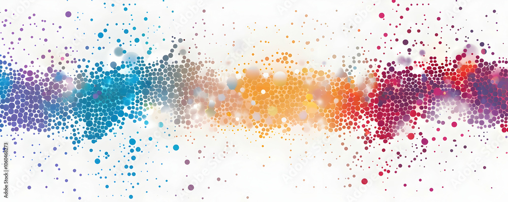 Poster abstract background with colorful polygonal shapes and dots on a white background