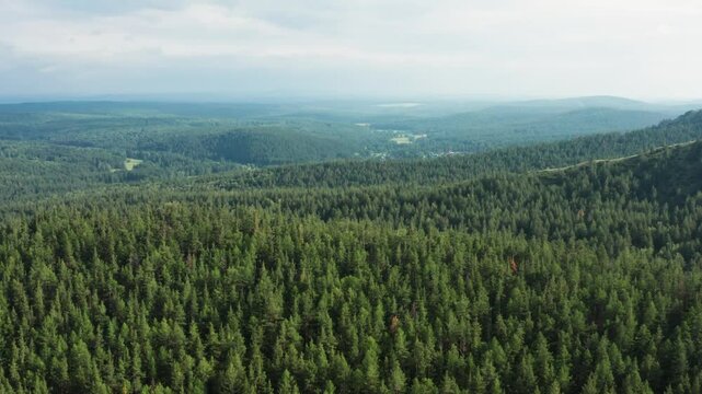 Southern Urals, the central estate of the Bashkir State Nature Reserve - Sargaya village. Aerial view.