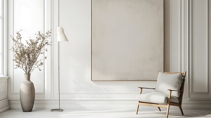 A large minimalist beige abstract painting room