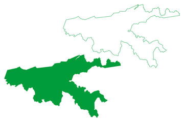 Naklejka premium Laje municipality (Bahia state, Municipalities of Brazil, Federative Republic of Brazil) map vector illustration, scribble sketch Laje map