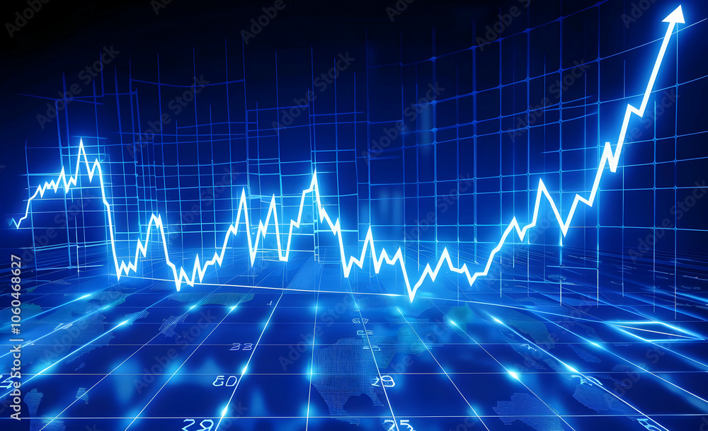 Poster a stock market graph with rising and falling lines, representing the thumbnail of an online video ab