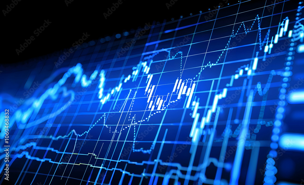 Poster a stock market graph with rising and falling lines, representing the thumbnail of an online video ab