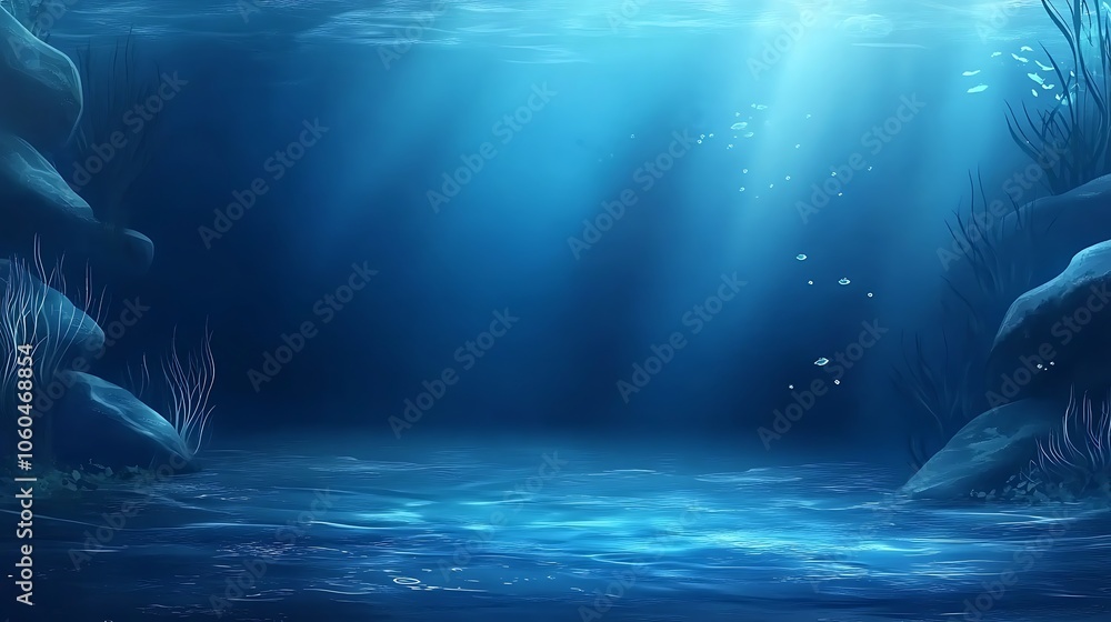 Poster underwater scene subtle blur background with space for custom text